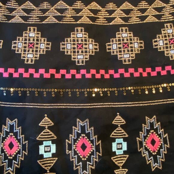 Verty Black Embellished Skirt with Metallic, Pink and Aqua Womens Medium - Picture 6 of 7